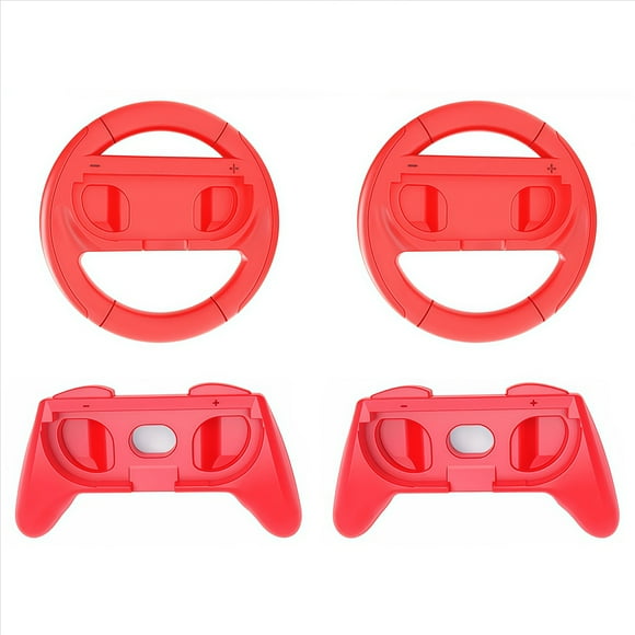 Volante de carreras para Switch 2 JoyCons - Kit de accesorios para mando de juego redondo - con 2 ruedas, 2 empuñaduras, material ABS