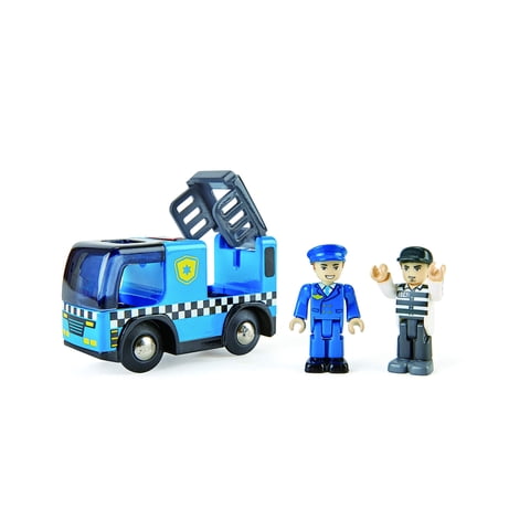 Hape - Set De Juego: Coche De Policía En Forma De Coche De Policía Con Sirena, 3 Piezas, Policías Y Ladrone