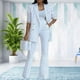 thumbnail image 5 of Traje de 2 piezas para mujer, color liso, pantalones anchos, cuello vuelto, pantalón largo de 2 piezas, traje para mujer, 5 of 6