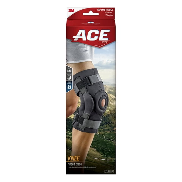 Rodillera ACE con bisagras que ayuda a sostener la rodilla débil y lesionada, color negro