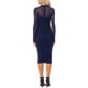 thumbnail image 3 of INSPIRE CHIC Vestido de Malla para Mujer Cuello Alto Manga Larga Fruncido Cóctel Vestidos Ajustados XS Azul Marino, 3 of 6