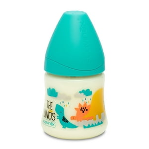 Suavinex - Mamadera Dinosaurio 150 Ml Tetina Redonda Silicona Flujo Variable +0 Meses