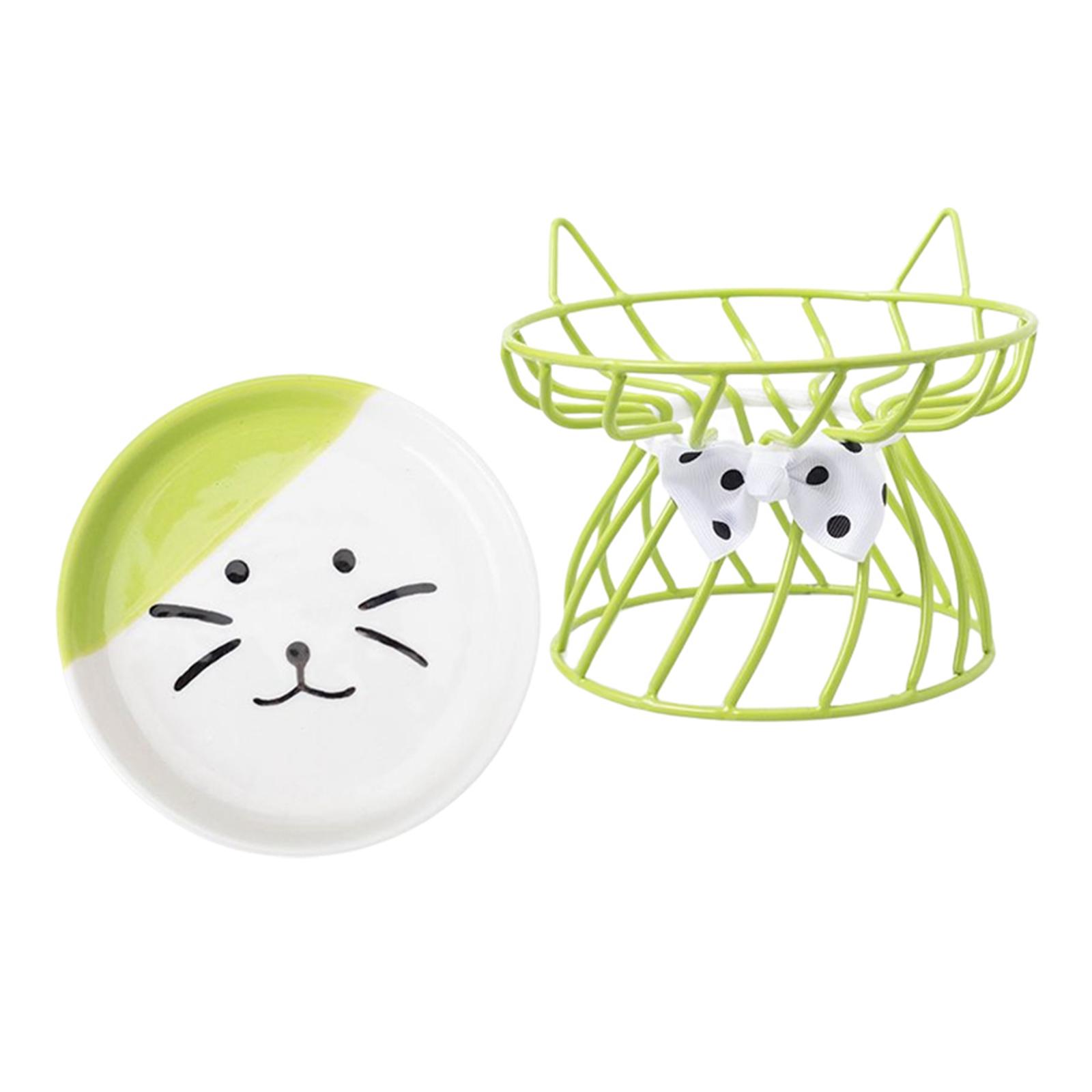 Magideal - Tazón De Comida Para Gatos Con Soporte De Hierro, Sin Derrames De Alimentación Para Mascotas Comida Para Mascotas Alimentador De Agua , Verde B Verde