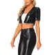 thumbnail image 4 of INSPIRE CHIC Chaqueta Corta de Fiesta Abierta con Lentejuelas y Mangas Cortas Abullonadas para Mujer S Negro, 4 of 6