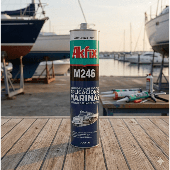 Sellador Adhesivo Aplicaciones Marinas Gris 310 Ml. Akfix