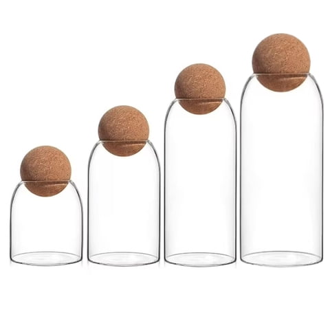 Disparo - Set 4 Botellas Frascos Contenedor Vidrio Con Tapa Corcho