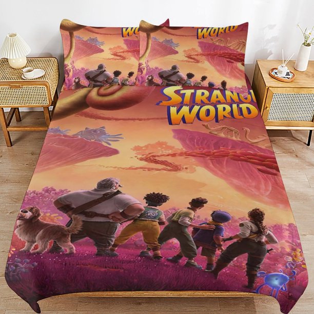 Strange World Cartoon Bedding Sets Ultra Soft Skin-Friendly Duvet Cover 3 Piece, Cute Comforter Cover Bed Set for Boys Girls Kids