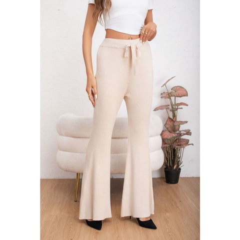 Likeshop - Pantalon Calza Mujer Flare Lanilla Tiro Alto Full Elasticado 5050