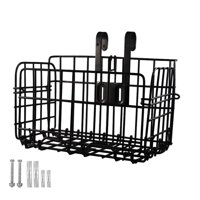 Magideal - Cesta Delantera De Bicicleta Plegable Cesta De Alambre Para Bicicleta Con Asas, Fácil Instalación En El Manillar Delantero Para Accesorios De Biciclet Negro