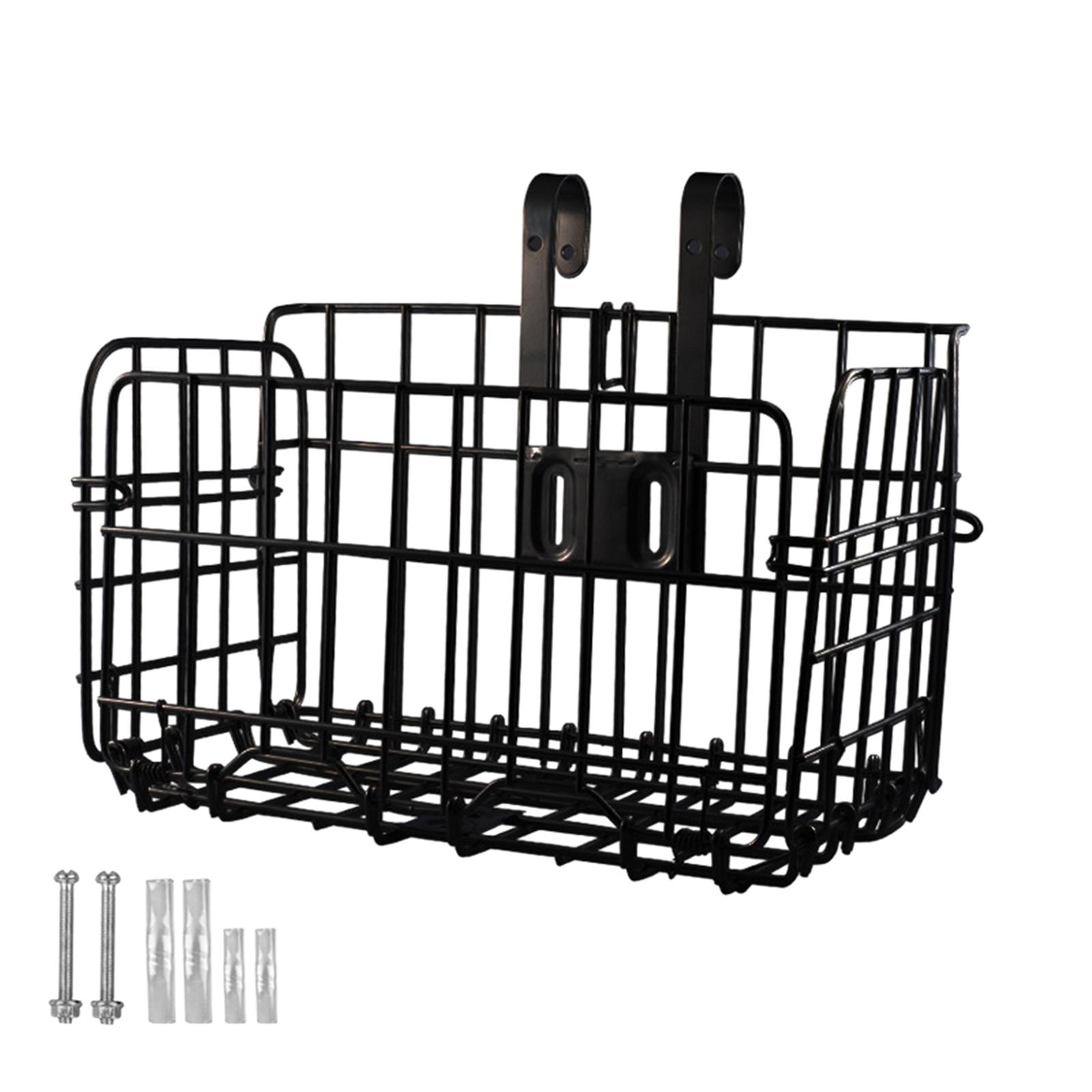 Magideal - Cesta Delantera De Bicicleta Plegable Cesta De Alambre Para Bicicleta Con Asas, Fácil Instalación En El Manillar Delantero Para Accesorios De Biciclet Negro