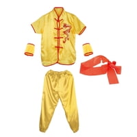 Magideal - Traje Tradicional Chino De Wushu, Uniforme Tai, Traje De Ejercicio Qigong, Trajes De Artes Marciales Para Adultos Y Niños, Comodidad Ligera , Amarillo 110