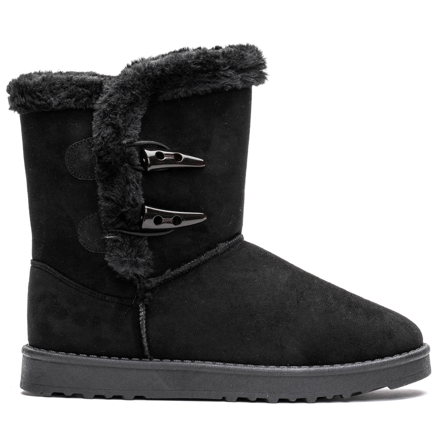 Bota Mujer Negro Felpu Chancleta