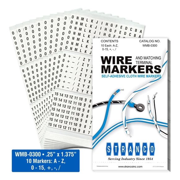 Libro de marcadores para cables Stranco Inc A-Z 0-15 de vinilo adhesivo