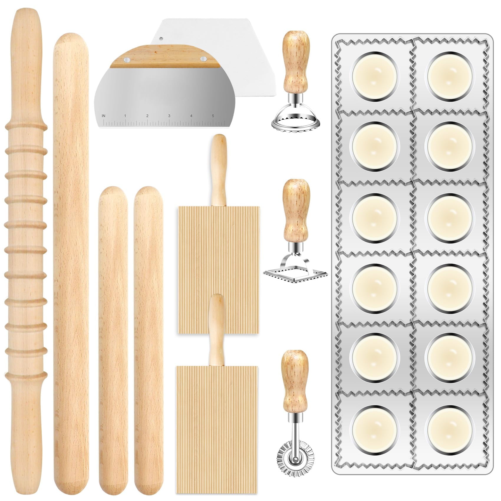 Set De Herramientas Para Hacer Pasta Macifeci De 12 Piezas De Madera Y Aleación