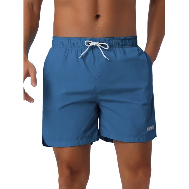 INSPIRE CHIC Pantalones Cortos de Verano para Hombre con Cordón, Cintura Elástica, Forro de Malla, Diseño Sólido 28 Azul Marino