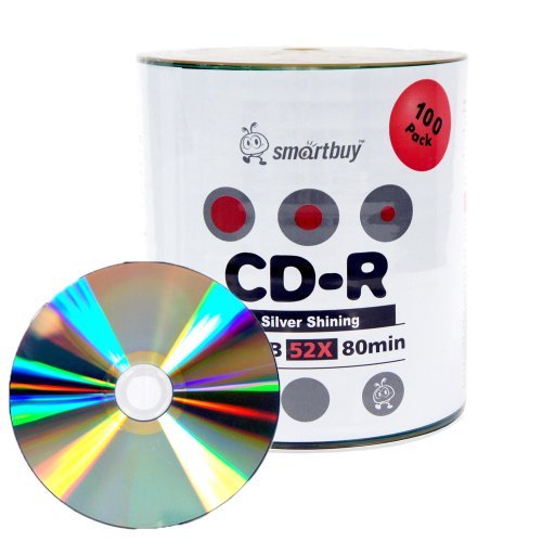 CD-R Smartbuy 700 MB/80 min, 52 unidades, tapa plateada brillante, 100 unidades