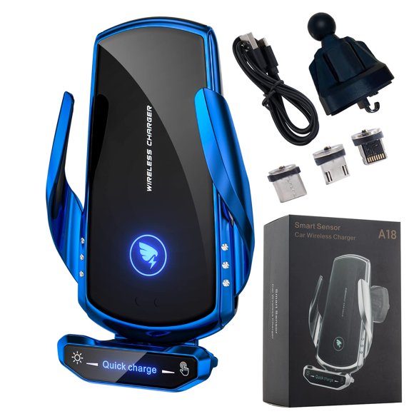 Cargador de coche inalámbrico AIYAFEIO 15W con abrazadera automática – Azul