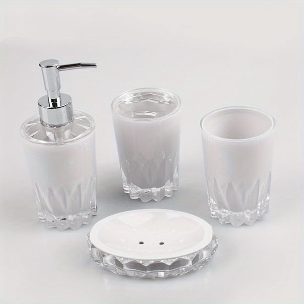 4pcs/set Bathroom Accessory Set, With Lotion Bottles, Toothbrush Holder, Toothbrush Cup, Soap Dish, Storage Box, Modern Bath Room Sets Gift Box