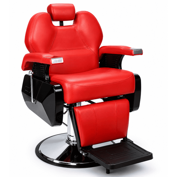Sillón Barbero Hidráulico Reclinable 150 Kg Apoyapiés Nanofort Rojo