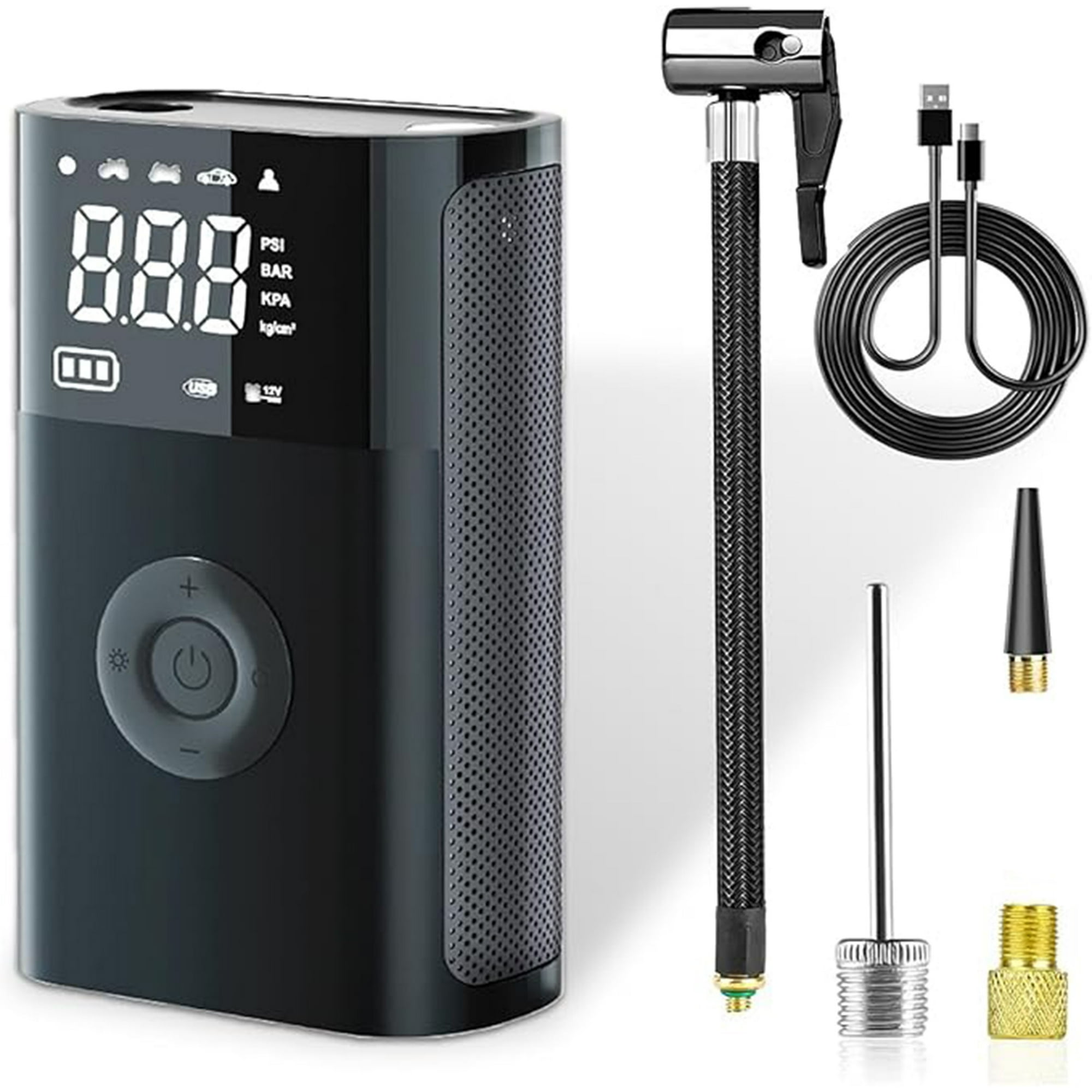 Veat00l - Inflador De Llantas Para Auto, Compresor De Aire Portatil Multifuncional, 150 Psi Inflador De Llantas Portatil Con Lluminación, Adecuado Para Inflar Y Presurizar Bicicletas, Autos, Motos Y Balones