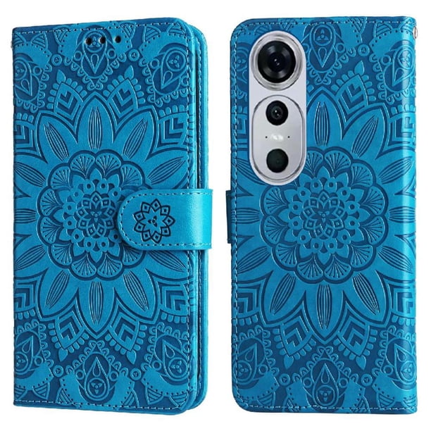 Funda tipo cartera FOXDOCK para Huawei Nova 12 Pro , diseño girasol en relieve, cuero PU, cierre magnético, soporte y tarjetero