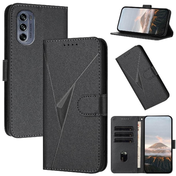 Funda Cartera Fibra de Carbono para Motorola MOTO G62 con Soporte y Cierre Magnético Negro