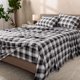 thumbnail image 2 of Juego de sábanas de franela Bare Home Oliver Plaid Grey 100% algodón, 2 of 9