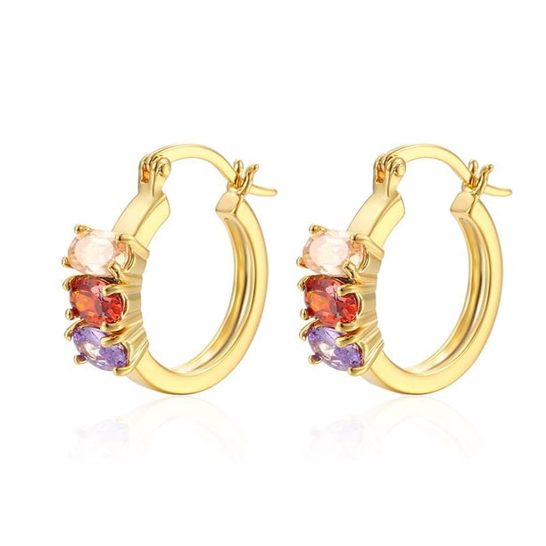 Colorful CZ Ear Cuff Earrings for Women, European American Style Trendy Jewelry
