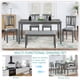 thumbnail image 3 of 6 Piece Kitchen Dining Set, Rectangular Wooden Dining Table with 4 Upholstered Chairs and a Bench, Dining Table Set for 6 People, Living Room, Home Bar and Kitchen, Gray, 3 of 3