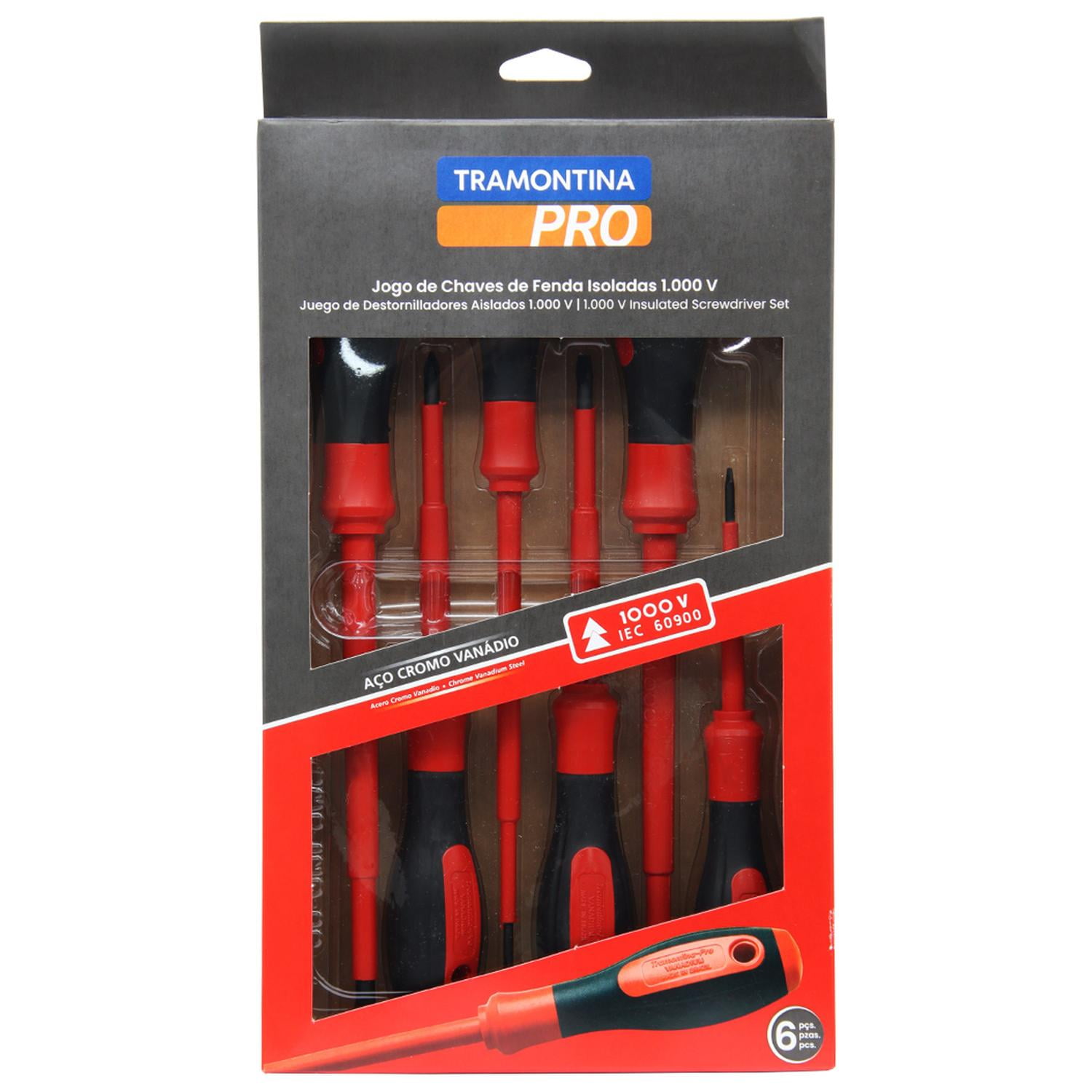 Tramontina - Juego De Destornilladores Aislados Iec 60900 - 6 Piezas Rojo