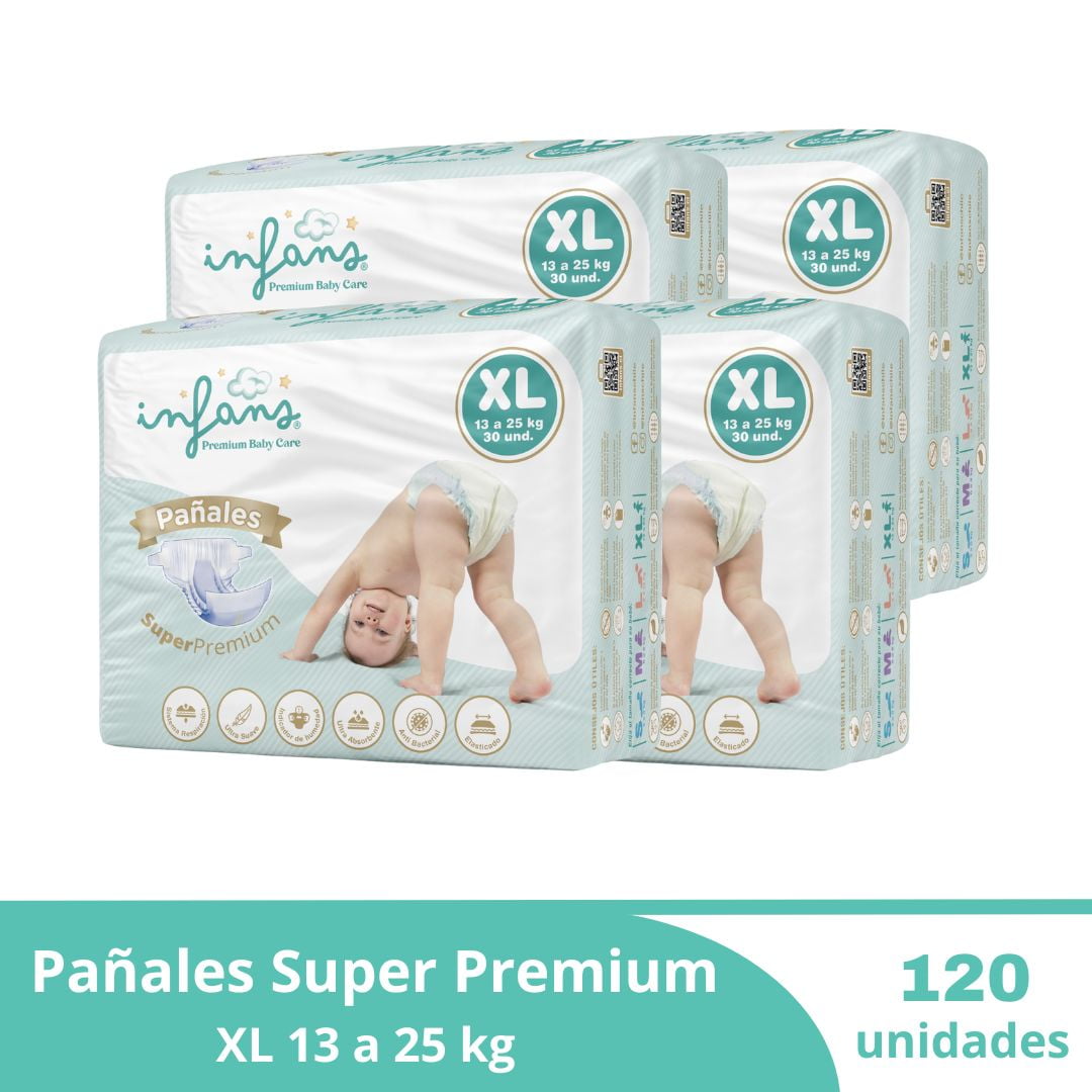 Pañales desechables Super Premium XL INFANS 120 UND