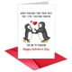 thumbnail image 1 of Tarjeta de San Valentín TQDaiker, divertida, diseño de pareja de pingüinos, 1 of 5
