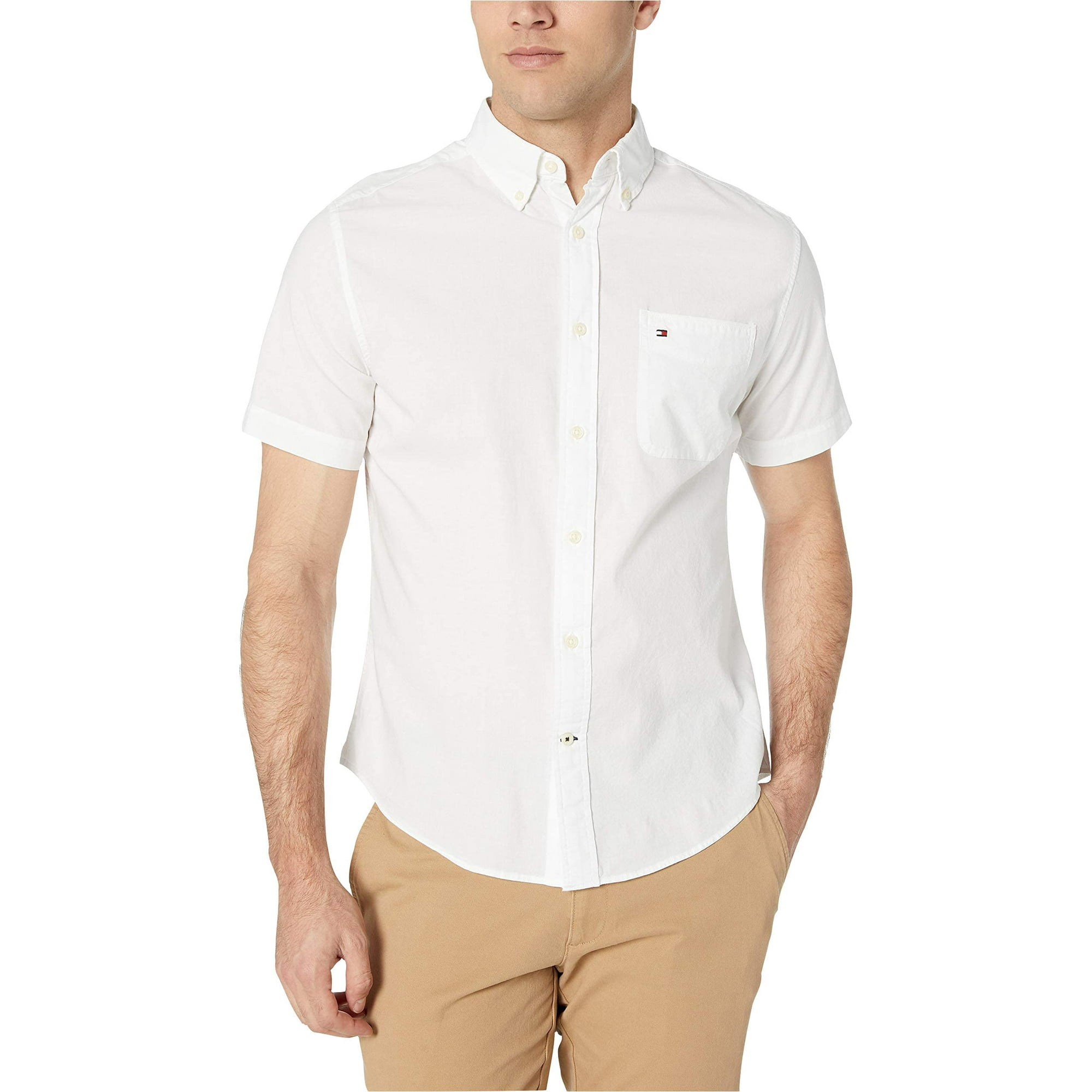 Camisa Tommy Hilfiger Para Hombre, Manga Corta, Casual, Corte Regular