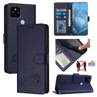 Funda Tipo Cartera Foxdock Para Google Pixel 5 Xl Con Soporte, Ranuras, Rfid, Diseño De Gato