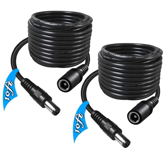 Cable de extensión de alimentación DC SIOCEN de 10 pies, 5,5 mm x 2,1 mm, 12 V