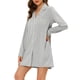 thumbnail image 4 of INSPIRE CHIC Camisón de Manga Larga para Mujer Mezcla de Algodón con Botones y Cuello con Solapa L Gris, 4 of 6