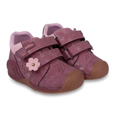Pillin - Zapato Clásico Bebé Niña Pasos Flores Morado