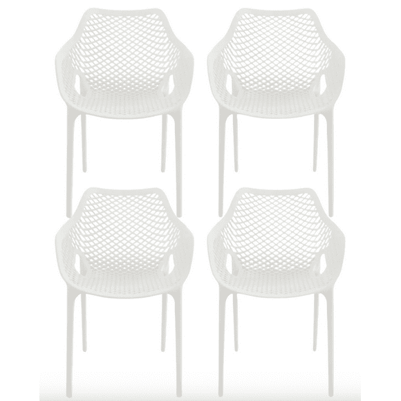 Pack 4 Butaca City Para Exterior Apilable Resistente - Blanco
