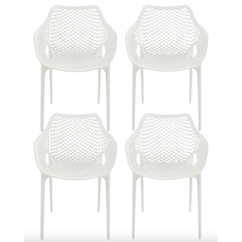 Habita2 Chile - Pack 4 Butaca City Para Exterior Apilable Resistente - Blanco