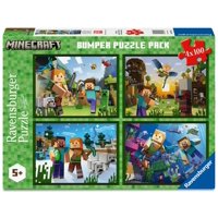 Rompecabezas Ravensburger Minecraft De 4X100 Piezas, Paquete De Parachoques