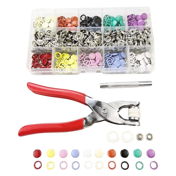 Kit de herramientas de sujetadores a presión de 200 Uds. de 9,5mm, ojal de alicates a presión, 10 colores, sujetadores de pernos de herramienta, Clip