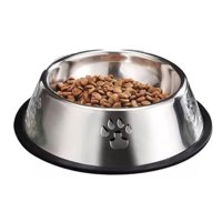 Meru - Comedero Perro Platos Para Perros Gatos Mascotas 18Cm Color Metalico