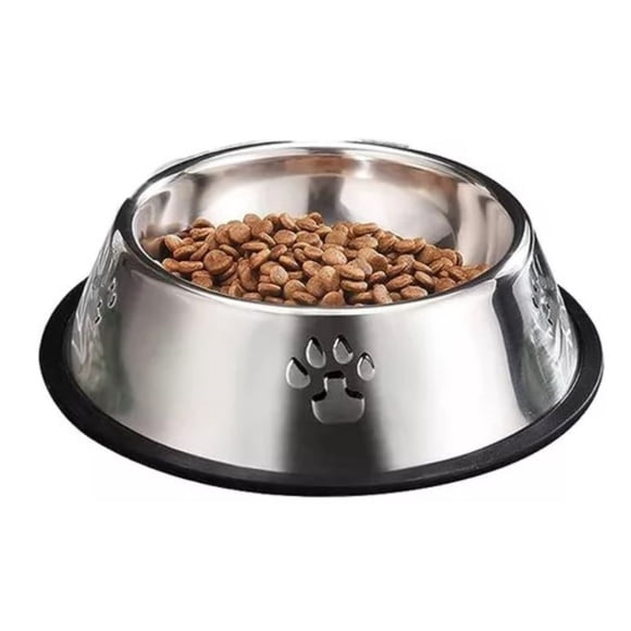 Comedero Perro Platos Para Perros Gatos Mascotas 18cm Color Metalico