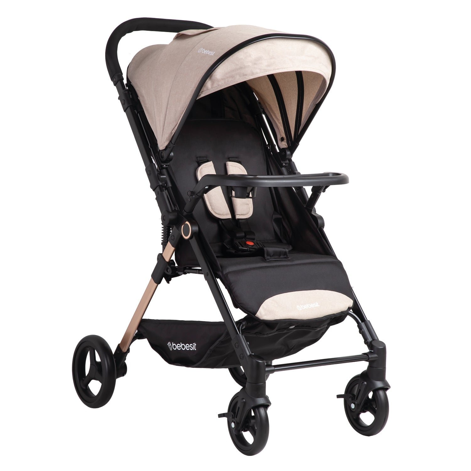 Bebesit - Coche De Paseo City Reversible Con Bandeja Beige