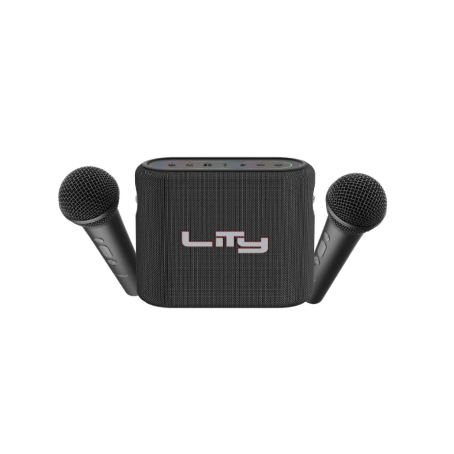 Parlante Bluetooth Karaoke 80w Con 2 Micrófonos Negro B15p Lity