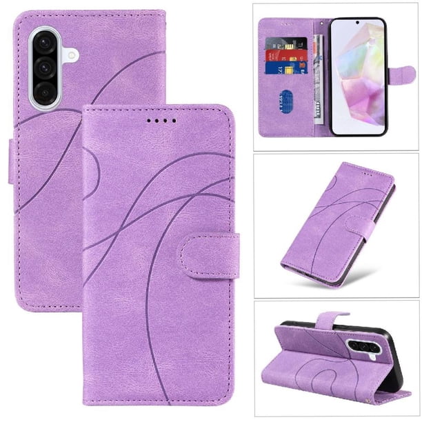 Funda tipo cartera con tapa para Samsung Galaxy A36 5G con tarjetero, soporte y cubierta magnética Morado