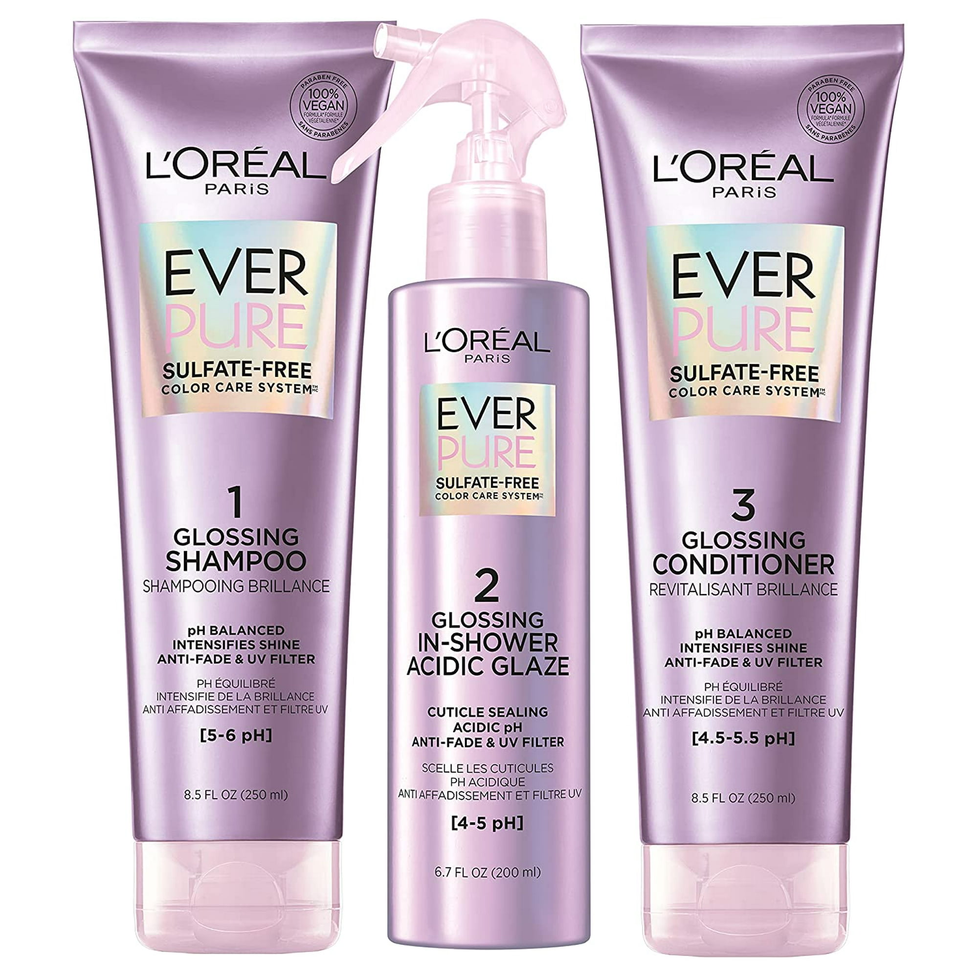 Loreal - Tratamiento Capilar Shampoo Acondicionador Brillo Everpure