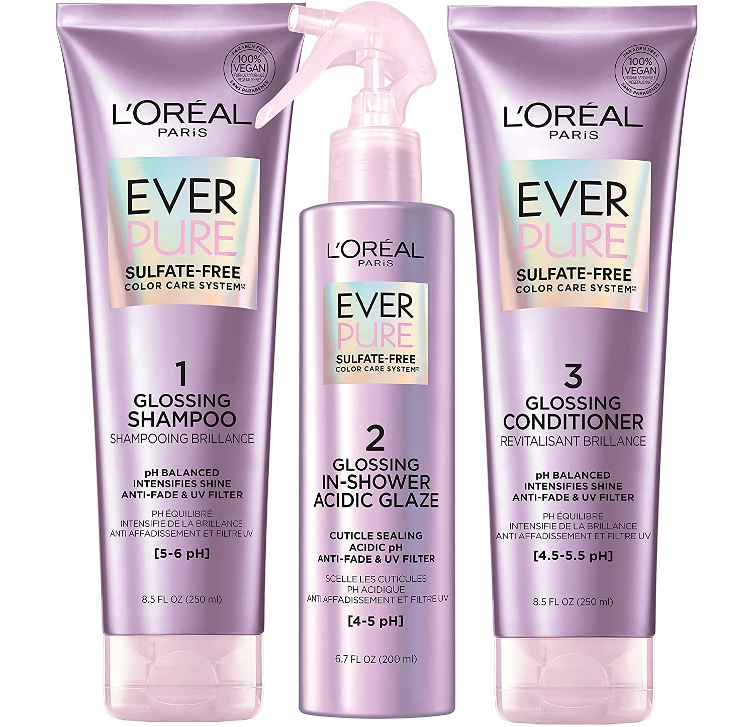 Loreal - Tratamiento Capilar Shampoo Acondicionador Brillo Everpure