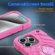 thumbnail image 4 of Funda KCJ para iPhone 15 Pro de 6,1" Rosa con Soporte de Anillo Giratorio, 4 of 8