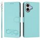 thumbnail image 2 of Funda de Cuero Tipo Billetera para Apple iPhone 16 Plus 6.7", con Tarjetero, Pulsera, Soporte a Prueba de Golpes con Relieve de Patrón Feliz, Verde Claro, For iPhone 16 Plus, 2 of 8